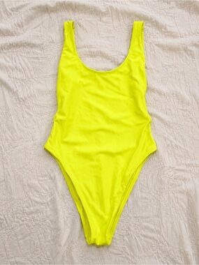 aerie Neon Yellow Scoop One-Piece Swimsuit